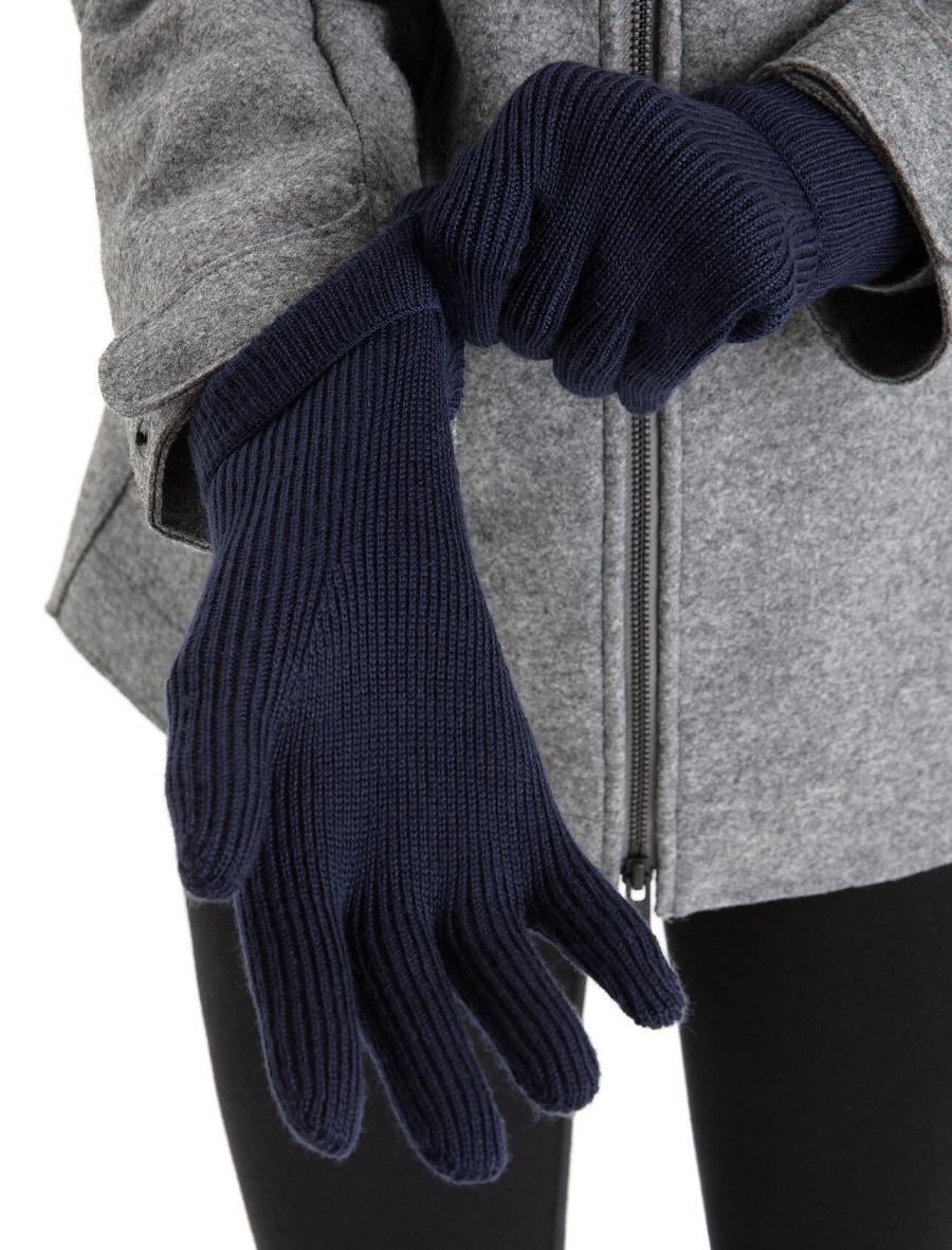 Men's Icebreaker Unisex Merino Rixdorf Gloves Midnight Navy | CA 1886AHKP